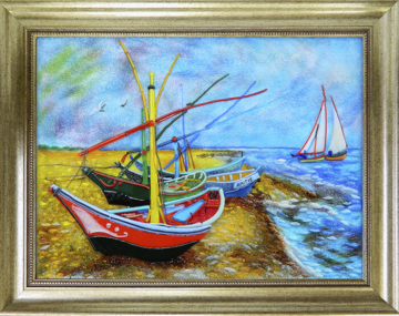 Винсент Ван Гог — Рыбацкие лодки на пляже в Сент-Мари