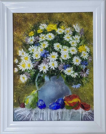 Картина из стекла «Букет цветов с фруктами»