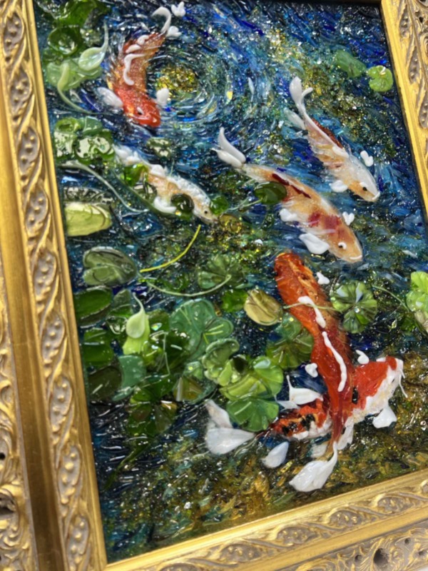 Картина из стекла «Золотые рыбки»