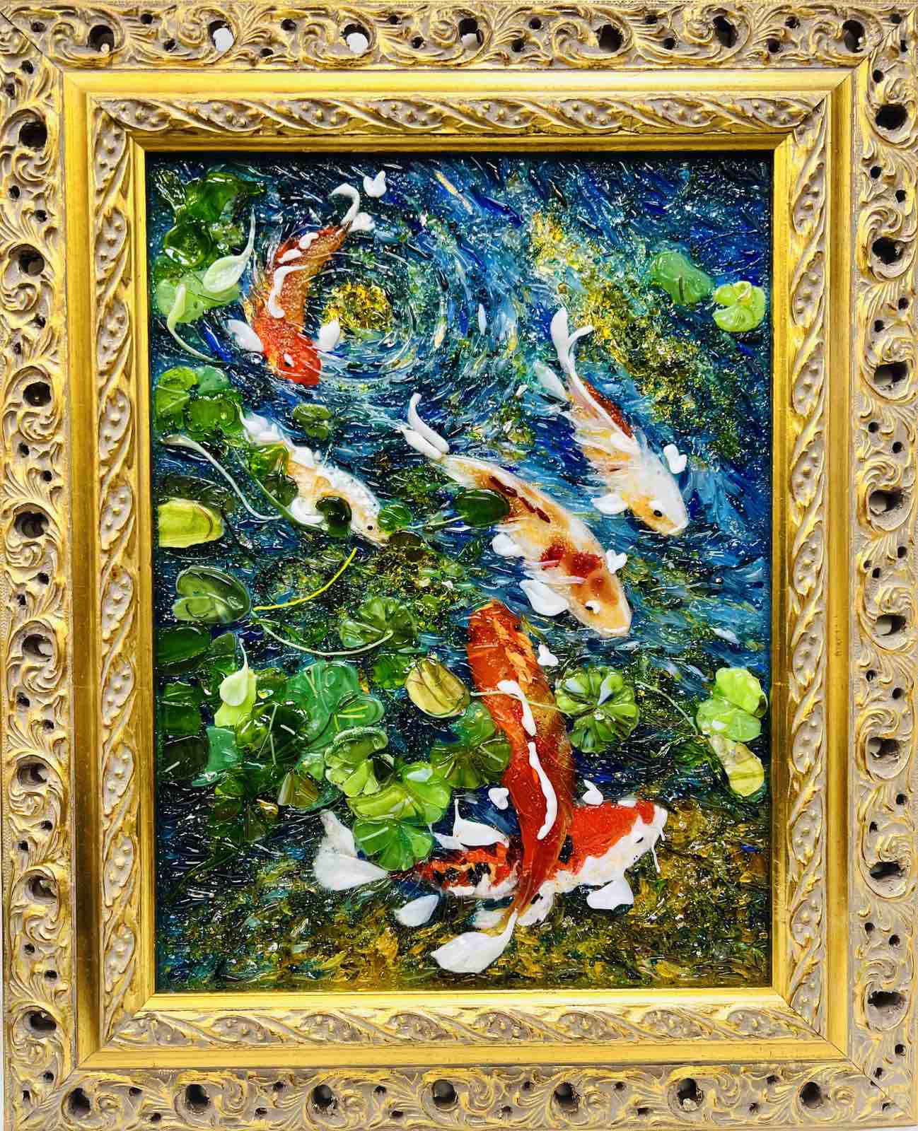 Картина из стекла «Золотые рыбки»