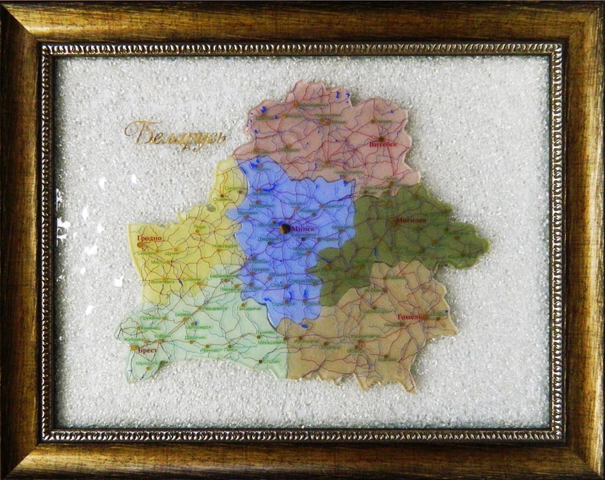 Картина из стекла «Карта Республики Беларусь»
