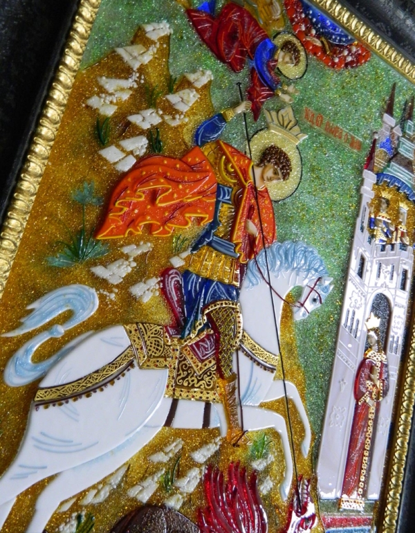 Икона из стекла «Чудо Святого Георгия о змие»