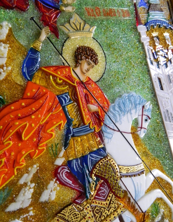 Икона из стекла «Чудо Святого Георгия о змие»