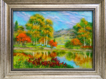 Картина из стекла «Весной у реки»