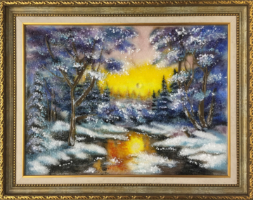 Картина из стекла «Зимний закат»