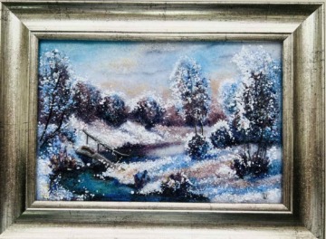 Картина из стекла «Зимний ручей»