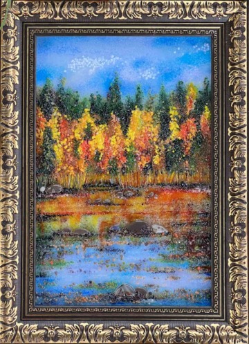 Картина из стекла «Осенняя река»