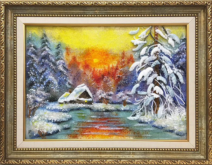 Картина из стекла «Зимнее утро»