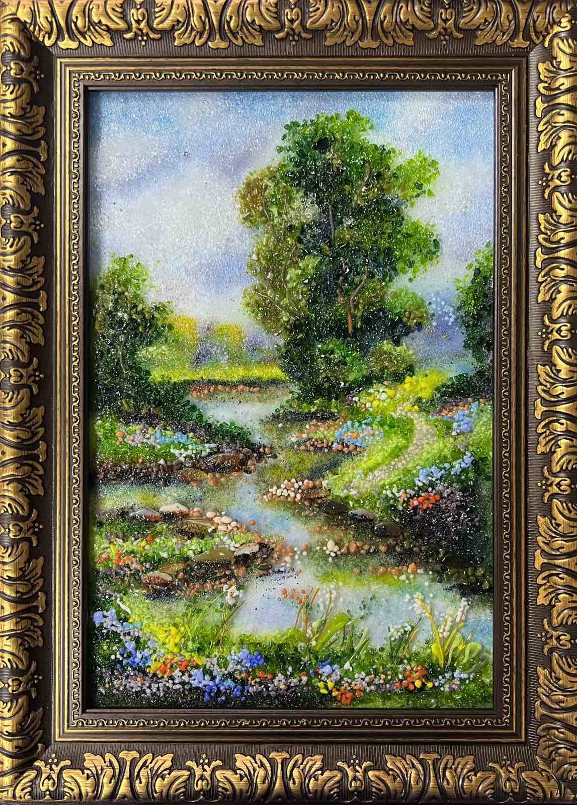 Картина из стекла «Лесной ручей»