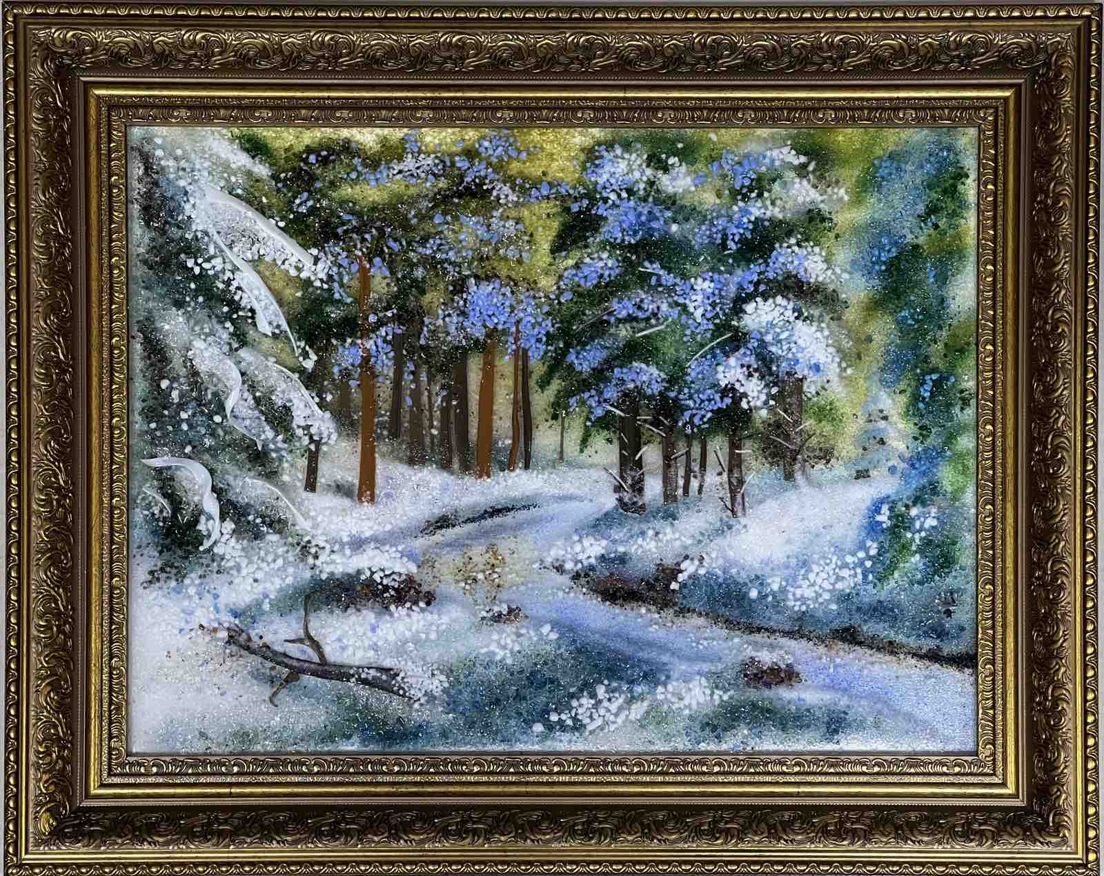 Картина из стекла «Пейзаж в зимнем бору»